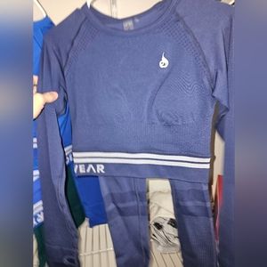 Ryderwear Complete Set of 3 Navy Blue Long Sleeve Crop Top, Tank Top and Legging